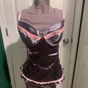 Satin Pink-Trim Chemise Slip - Women Intimates